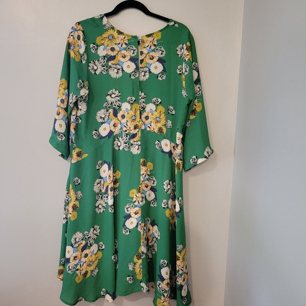Uncle Frank Bohemian Boho Whimiscal Floral Green Peasant Dress. Size L - Picture 2 of 9